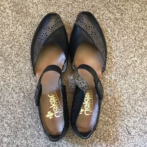 Rieker Heeled Leather Clogs